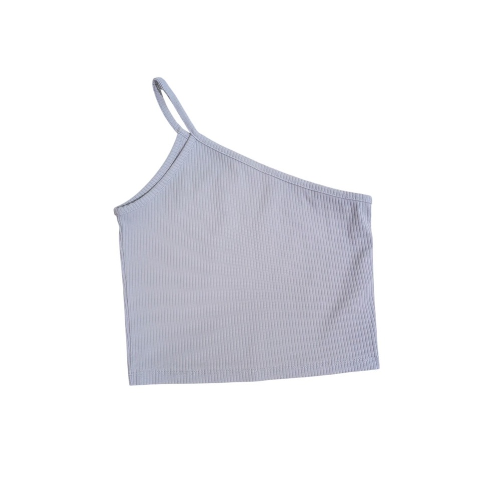 Madewell One Shoulder Tank Top Womens Medium Purple‎ Ribbed Knit Crop Cami